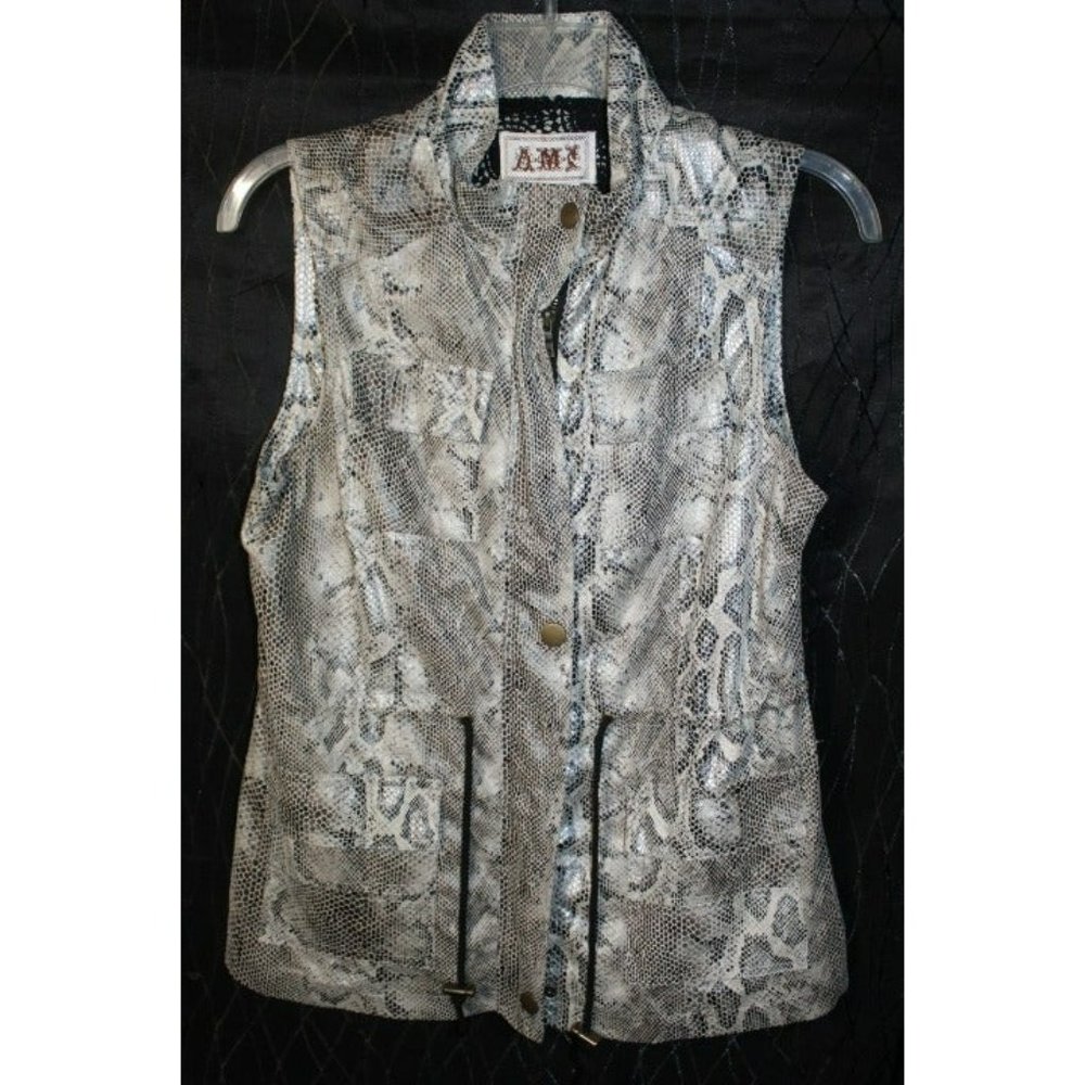 AMI Snake Skin Button / Zip Vest Size: Small RN#53953